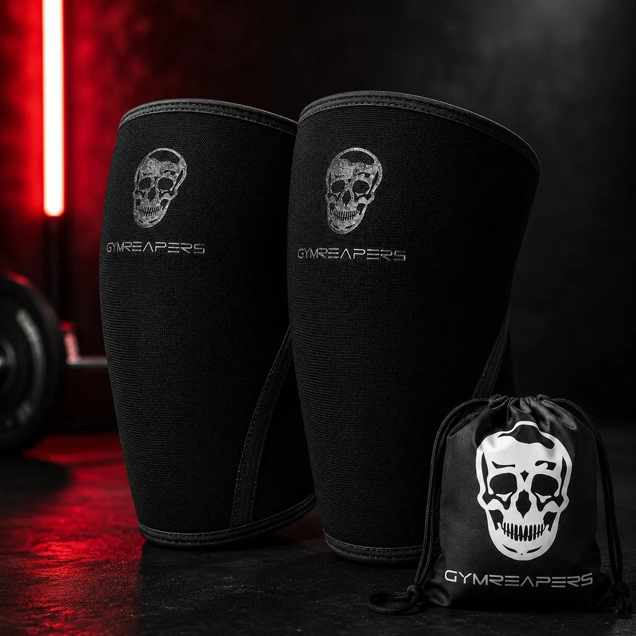 Gymreapers 7mm knee sleeves with carrying bag